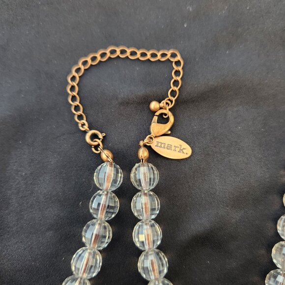 Vintage mark. by Avon Smokey Purple Lucite Faceted and Smooth Cluster Necklace - Picture 3 of 7